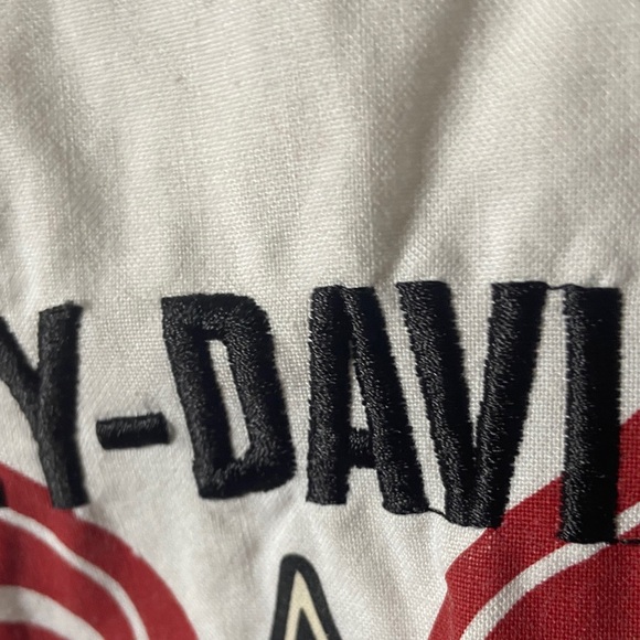 Harley-Davidson White Denim Vest with Red and Black Graphic - Picture 7 of 10